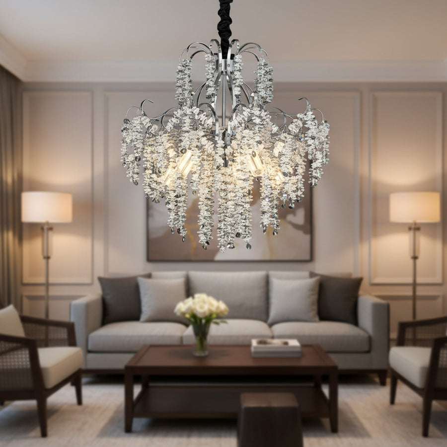 Lustre en cristal CC9311/5CH, 5x E14, diamètre 50 cm, chromé
