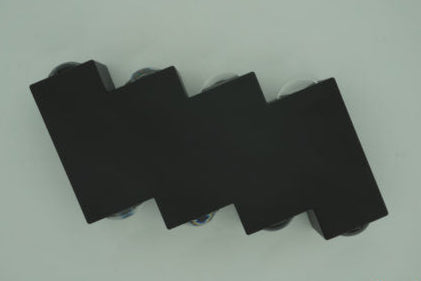 Applique murale LED extérieure et intérieure, 4 Sources x 1W, IP65, ABS, Noir, 3000K