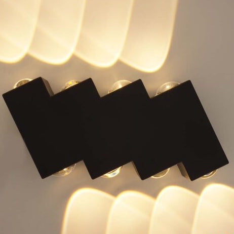 Applique murale LED extérieure et intérieure, 4 Sources x 1W, IP65, ABS, Noir, 3000K