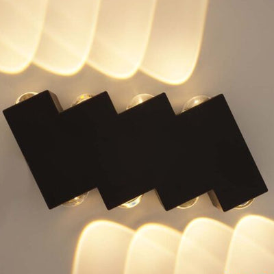 Applique murale LED extérieure et intérieure, 4 Sources x 1W, IP65, ABS, Noir, 3000K