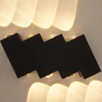 Applique murale LED extérieure et intérieure, 4 Sources x 1W, IP65, ABS, Noir, 3000K