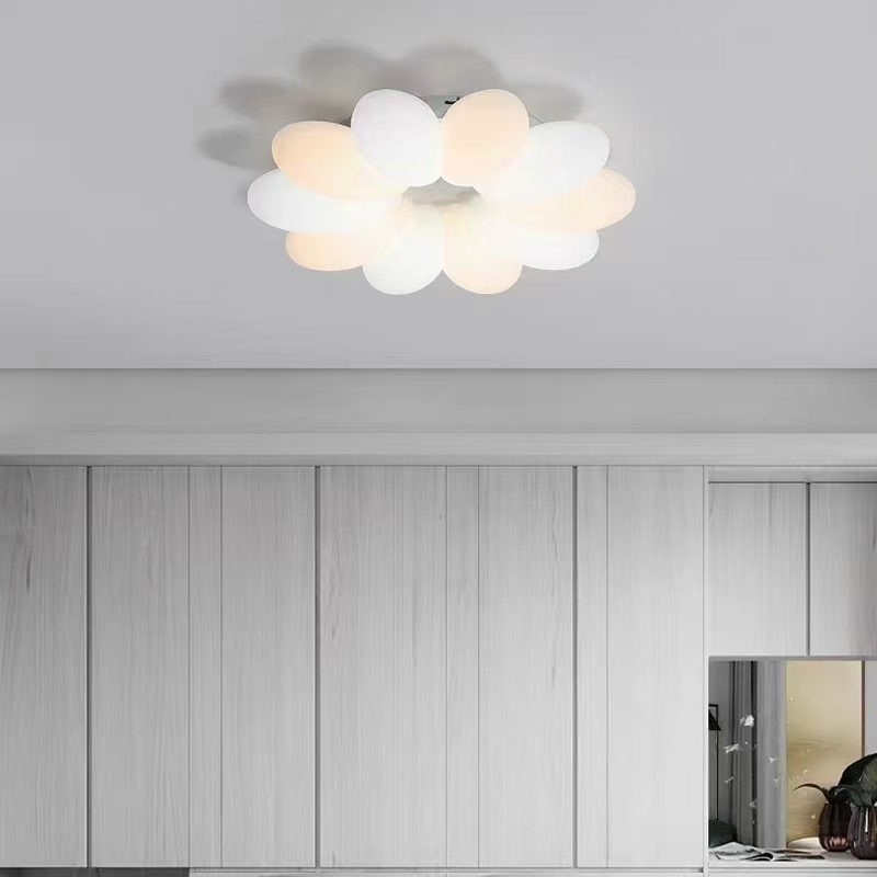 Lustre LED Fleurs CP225, Diamètre 55 cm, IP20, Lumière Froide/Neutre/Chaude, Intensité Variable, Blanc, Plexiglas, Résine Synthétique
