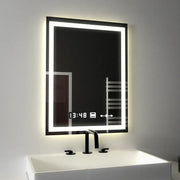 Miroir LED rectangulaire, 45x60 cm, Verite MotionGlow Marcello, système anti-buée, horloge et thermomètre, intensité variable
