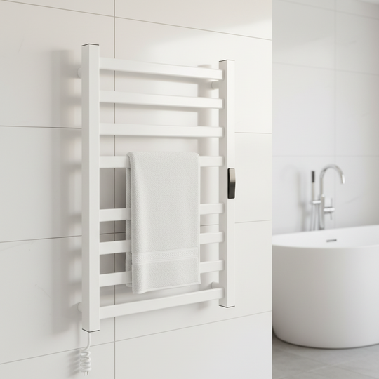Sèche-serviettes électrique, 185 W, métal, blanc