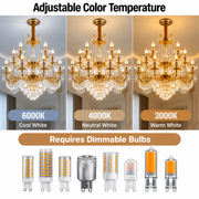 Lustre en cristal 19xE14, D95cm, doré brillant, hauteur réglable, métal et cristal