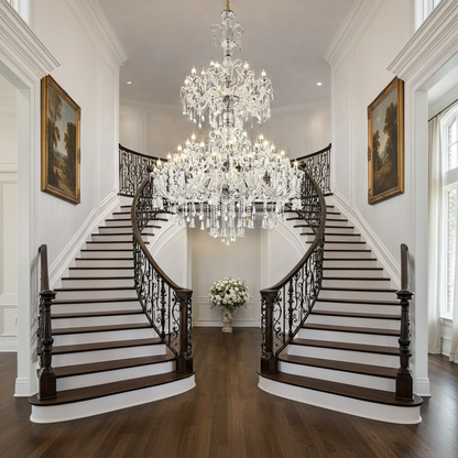 Lustre en cristal, 55xE14, diamètre 145 cm, hauteur 230 cm, argent, hauteur réglable, design élégant Lustres en cristal Titre par défaut Alessandro Design