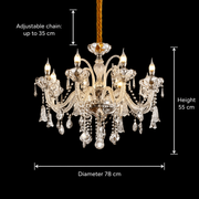 Lustre en cristal 8xE14, D78cm, argent, hauteur réglable, lustres en métal et cristal par défaut titre Alessandro Design