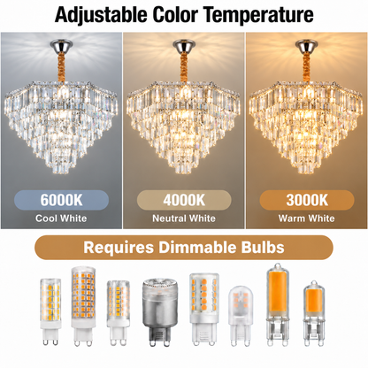 ADAMA Regalis Lustre en cristal, 14x E14, diamètre 80 cm, chrome brillant, hauteur réglable