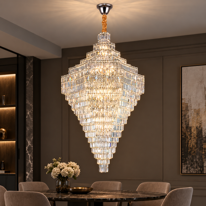 Lustre en cristal ADAMA Titania, 60x E14, diamètre 135cm, chrome brillant, hauteur réglable