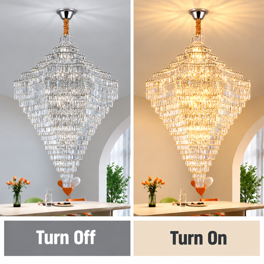 Lustre en cristal ADAMA Titania, 60x E14, diamètre 135cm, chrome brillant, hauteur réglable
