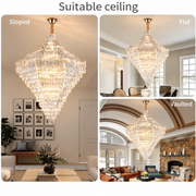 Lustre en cristal ADAMA Titania, 60x E14, diamètre 135cm, chrome brillant, hauteur réglable