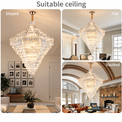 Lustre en cristal ADAMA Titania, 60x E14, diamètre 135cm, chrome brillant, hauteur réglable