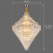 Lustre en cristal ADAMA Titania, 60x E14, diamètre 135cm, chrome brillant, hauteur réglable