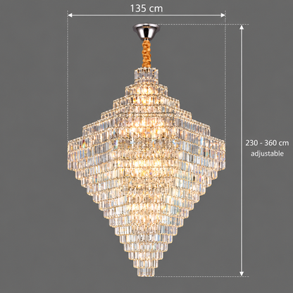 Lustre en cristal ADAMA Titania, 60x E14, diamètre 135cm, chrome brillant, hauteur réglable
