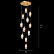 Lustre LED suspendu en cristal, Justinien, diamètre 60 cm, hauteur réglable, doré, métal et cristal