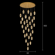 Lustre LED suspendu en cristal, Justinien, diamètre 60 cm, hauteur réglable, doré, métal et cristal