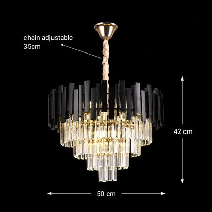 Lustre en cristal BLOIS Eleganza 8xE14, diamètre 50cm, noir, hauteur réglable