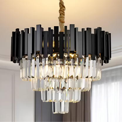 Lustre en cristal BLOIS Nobile 5xE14, diamètre 40 cm, noir, lustres en cristal à hauteur réglable Titre par défaut Alessandro Design