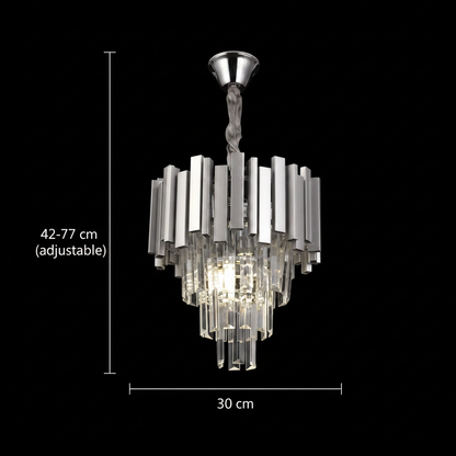 Lustre en cristal BLOIS Petito 3xE14, diamètre 30cm, argent, hauteur réglable