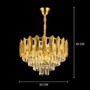 Lustre en cristal BUCKINGHAM Eleganza 8x E14, diamètre 50cm, or brillant, hauteur réglable
