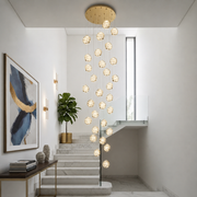 Lustre LED suspendu en cristal, Justinien, diamètre 60 cm, hauteur réglable, doré, métal et cristal