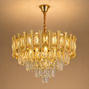 Lustre en cristal HAMPTON Eleganza 8x E14, diamètre 49cm, or brillant, hauteur réglable