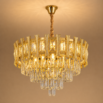 Lustre en cristal HAMPTON Eleganza 8x E14, diamètre 49cm, or brillant, hauteur réglable
