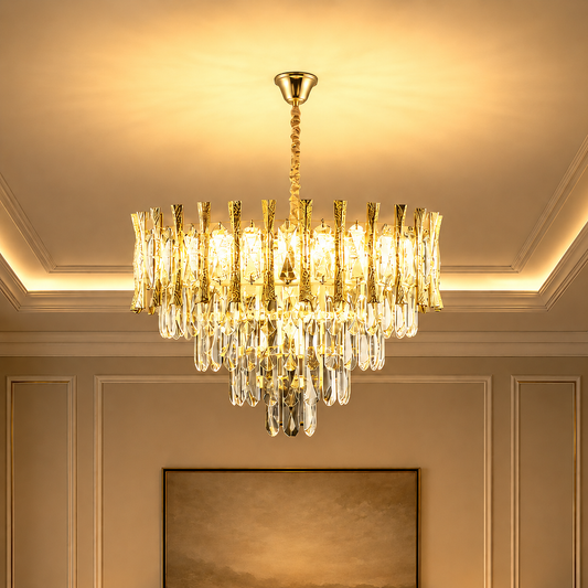 Lustre en cristal HAMPTON Nobile 5xE14, diamètre 40cm, or brillant, hauteur réglable