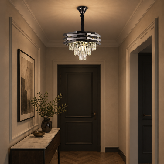 Lustre Cristal HEXA Ø37cm 5xE14 Noir