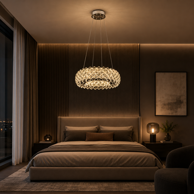 KALTO Nobile Crystal Lustre, 72 W, hauteur réglable, métal et cristal, chrome brillant