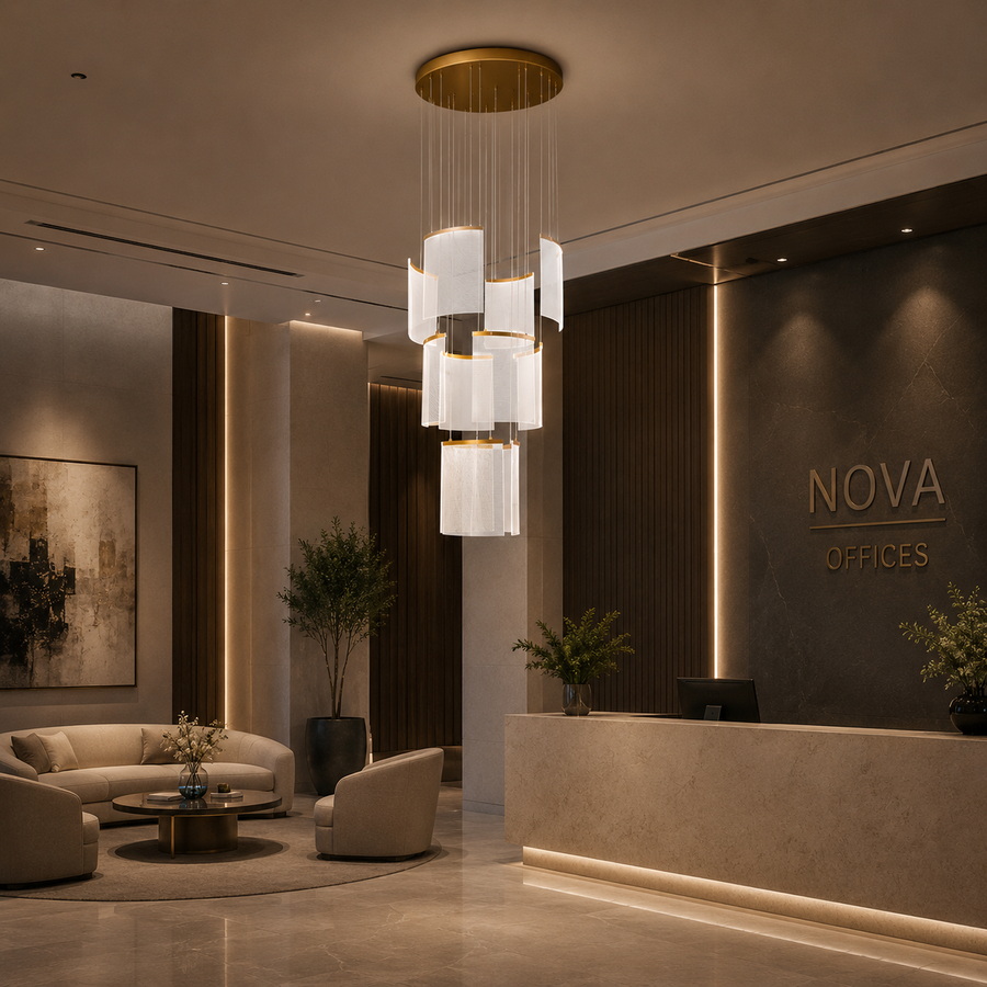 Lustre LED en cristal Alduino doré diamètre 80 cm doré hauteur réglable