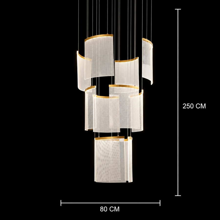 Lustre LED en cristal Alduino doré diamètre 80 cm doré hauteur réglable