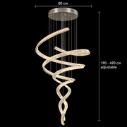 Candelabru Cristal LED IRON MAN, Diametru 80cm, Lumina 3000K/4000K/6000K, Metal si Cristal, Crom Lucios, Inaltime Reglabila