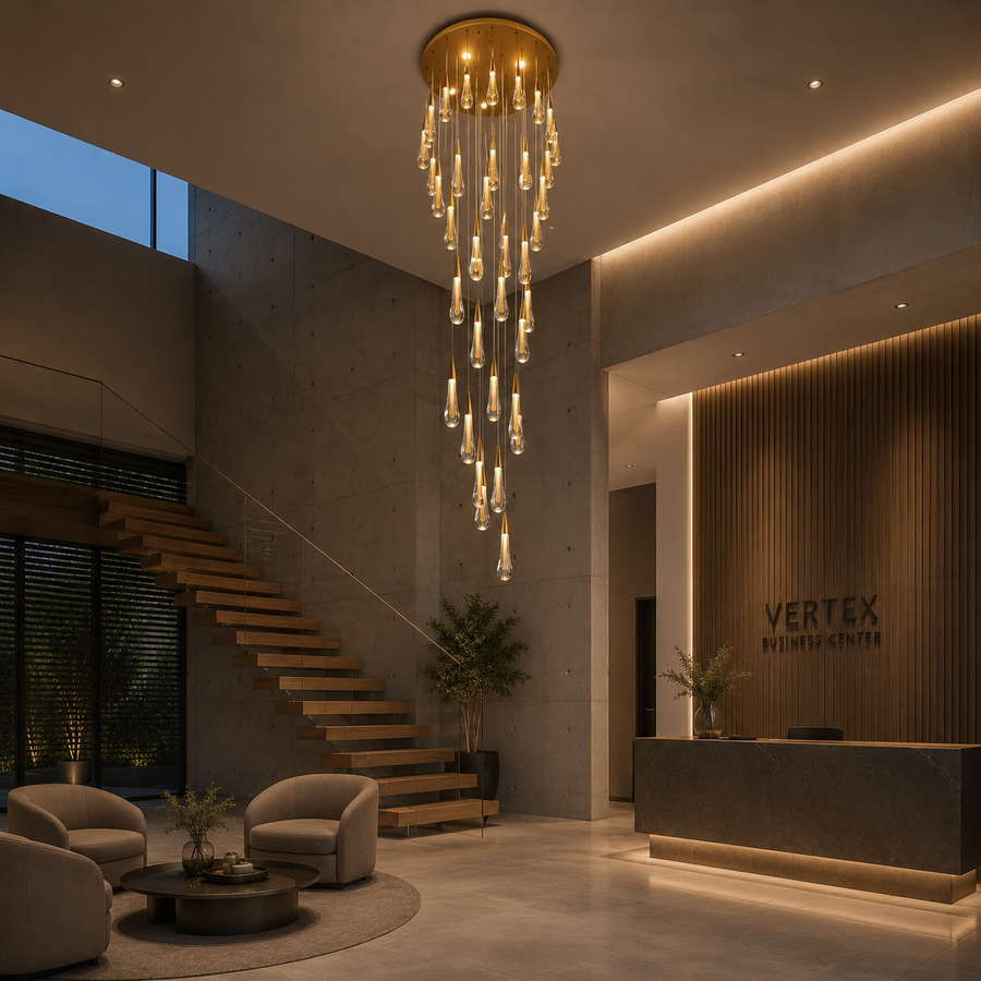 Lustre LED suspendu en cristal, Justinien, diamètre 60 cm, hauteur réglable, doré, métal et cristal