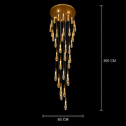 Lustre LED suspendu en cristal, Justinien, diamètre 60 cm, hauteur réglable, doré, métal et cristal
