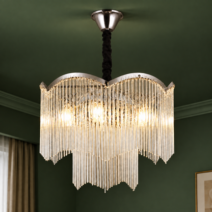 Lustre en cristal MEKELLE Magno, 10x E14, diamètre 60 cm, métal et cristal, chrome brillant, hauteur réglable