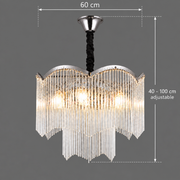 Lustre en cristal MEKELLE Magno, 10x E14, diamètre 60 cm, métal et cristal, chrome brillant, hauteur réglable