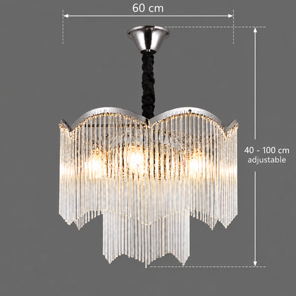 Lustre en cristal MEKELLE Magno, 10x E14, diamètre 60 cm, métal et cristal, chrome brillant, hauteur réglable