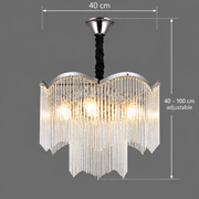 Lustre en cristal MEKELLE Nobile, 6x E14, diamètre 40 cm, métal et cristal, chrome brillant, hauteur réglable