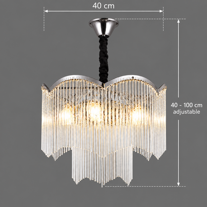 Lustre en cristal MEKELLE Nobile, 6x E14, diamètre 40 cm, métal et cristal, chrome brillant, hauteur réglable