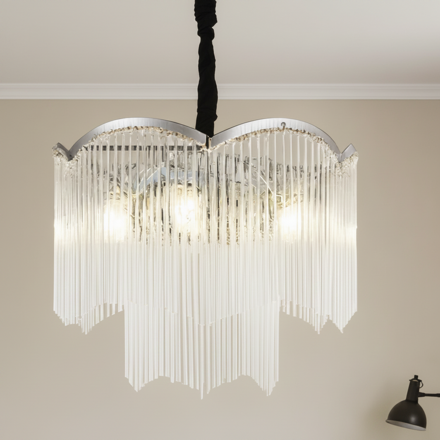 Lustre en cristal MEKELLE Regalis, 18x E14, diamètre 80 cm, métal et cristal, chrome brillant, hauteur réglable
