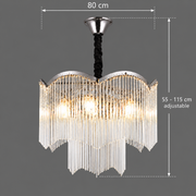 Lustre en cristal MEKELLE Regalis, 18x E14, diamètre 80 cm, métal et cristal, chrome brillant, hauteur réglable