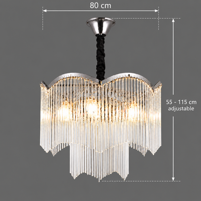 Lustre en cristal MEKELLE Regalis, 18x E14, diamètre 80 cm, métal et cristal, chrome brillant, hauteur réglable