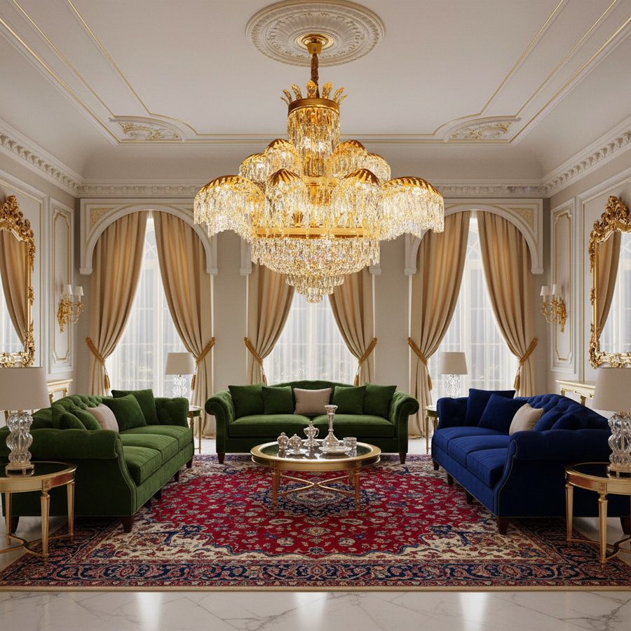 Lustre en cristal PALACE Supremo 29xG9, D115cm, or brillant, hauteur réglable, lustres en métal et cristal Default Title Alessandro Design