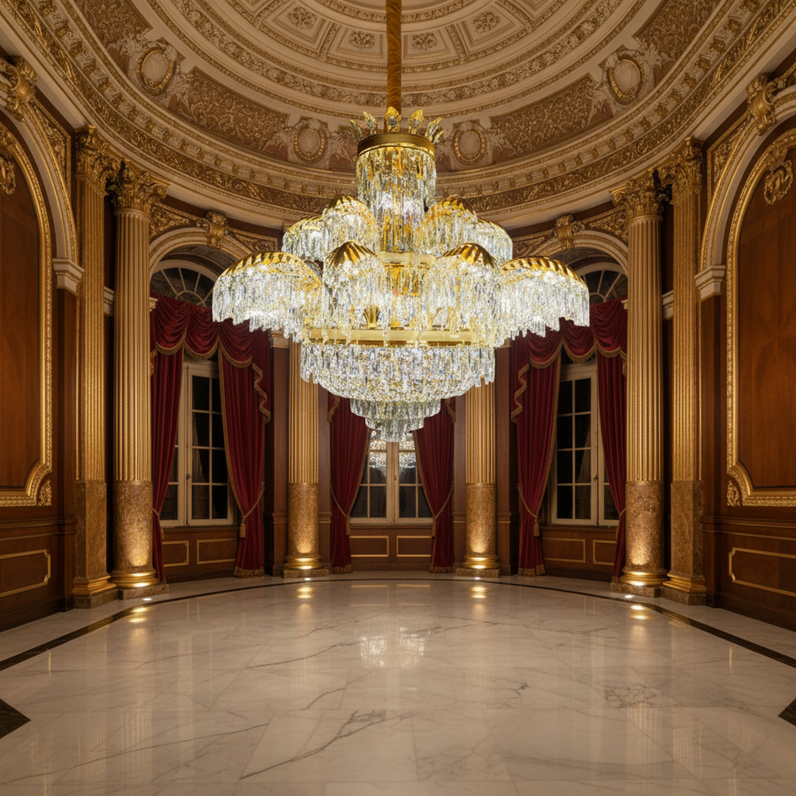 Lustre en cristal PALACE Supremo 29xG9, D115cm, or brillant, hauteur réglable, lustres en métal et cristal Default Title Alessandro Design
