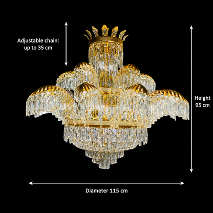 Lustre en cristal PALACE Supremo 29xG9, D115cm, or brillant, hauteur réglable, lustres en métal et cristal Default Title Alessandro Design