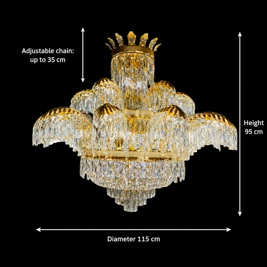 Lustre en cristal PALACE Supremo 29xG9, D115cm, or brillant, hauteur réglable, lustres en métal et cristal Default Title Alessandro Design