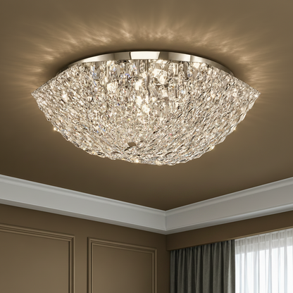 Lustre en cristal QEQERTARSUAQ Magno, 9x E14, diamètre 60 cm, métal et cristal, chrome brillant