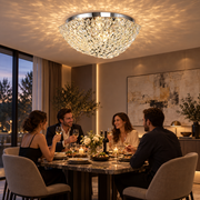 Lustre en cristal QEQERTARSUAQ Magno, 9x E14, diamètre 60 cm, métal et cristal, chrome brillant