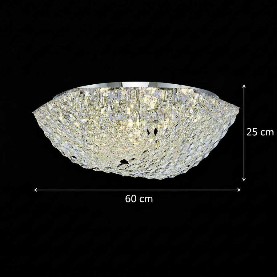 Lustre en cristal QEQERTARSUAQ Magno, 9x E14, diamètre 60 cm, métal et cristal, chrome brillant